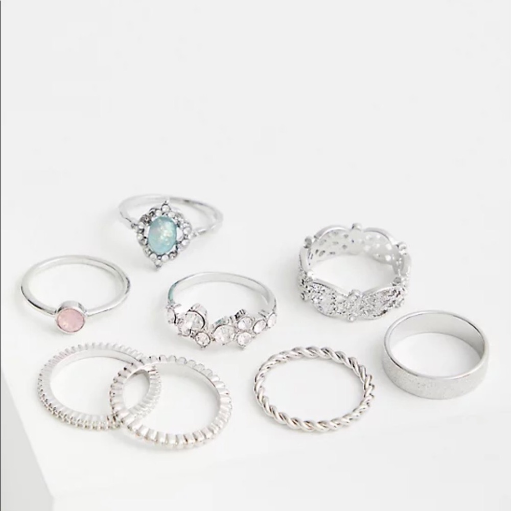 TORRID SILVER RING SET OF 8 RINGS.SIZE 8 - Picture 2 of 4